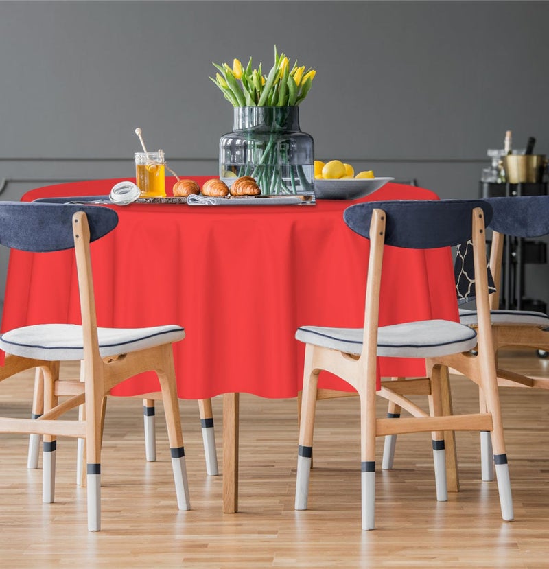 HEIPINIUYE 2 Pack Red Tablecloth Round 84 Inch Round Plastic Table Cloth Waterproof Disposable Round Table Cover for Party Birthday Camping Picnic Baby Shower Circle Tablecloth - Image 3