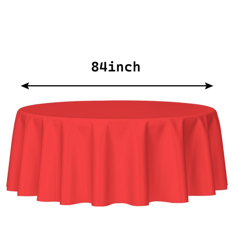 HEIPINIUYE 2 Pack Red Tablecloth Round 84 Inch Round Plastic Table Cloth Waterproof Disposable Round Table Cover for Party Birthday Camping Picnic Baby Shower Circle Tablecloth - Image 2