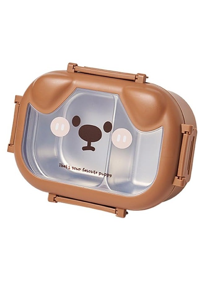 TYCOM - Stainless Steel Lunch Box for Kid School Insulated Bento Lunch Box 2 Compartment Divided Lunch Containers with Lids Leakproof BFA Free Dishwasher Safe Dog Brown. - Image 1