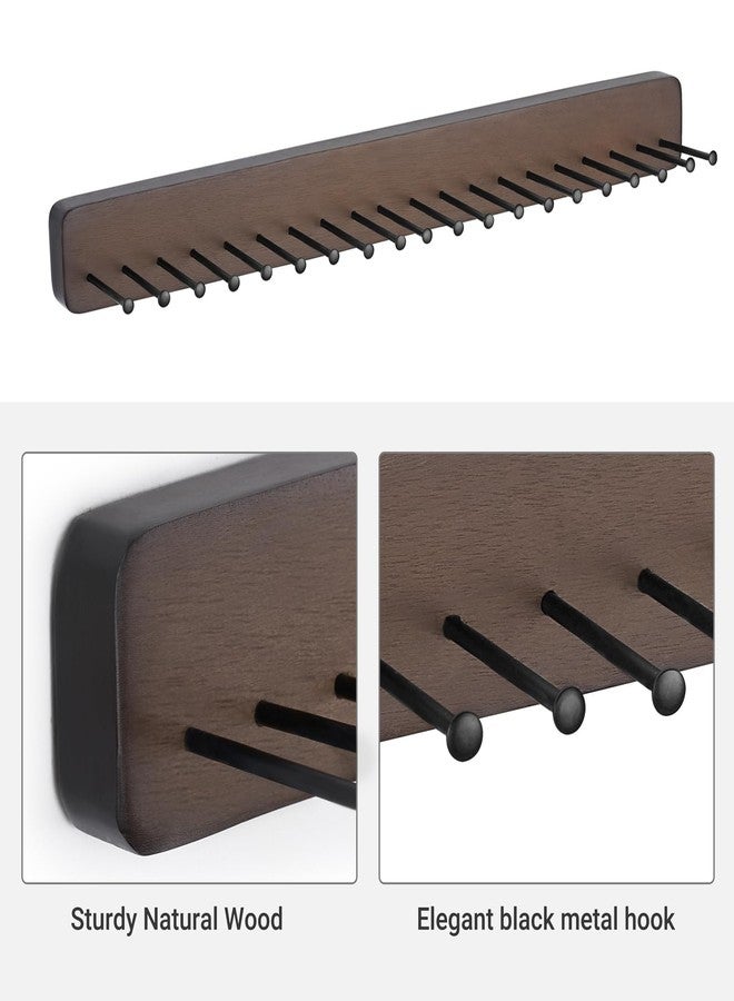 Mkono Tie Rack Wall Mounted Belt Hanger Holder Rustic Wood Tie Organizer for Men Closet Max up 20 Storage for Ties Belts Scarf - Image 5