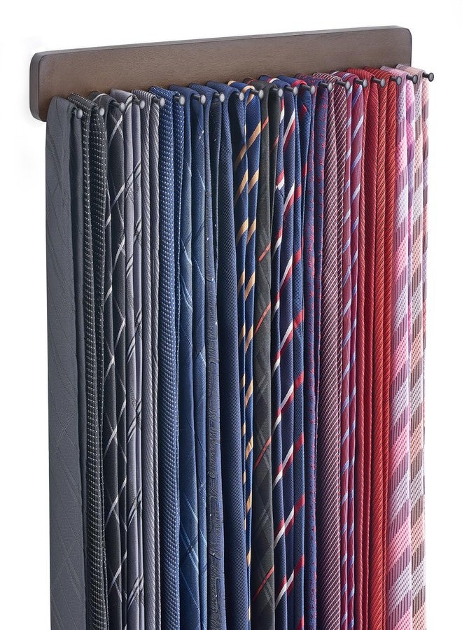 Mkono Tie Rack Wall Mounted Belt Hanger Holder Rustic Wood Tie Organizer for Men Closet Max up 20 Storage for Ties Belts Scarf - Image 1