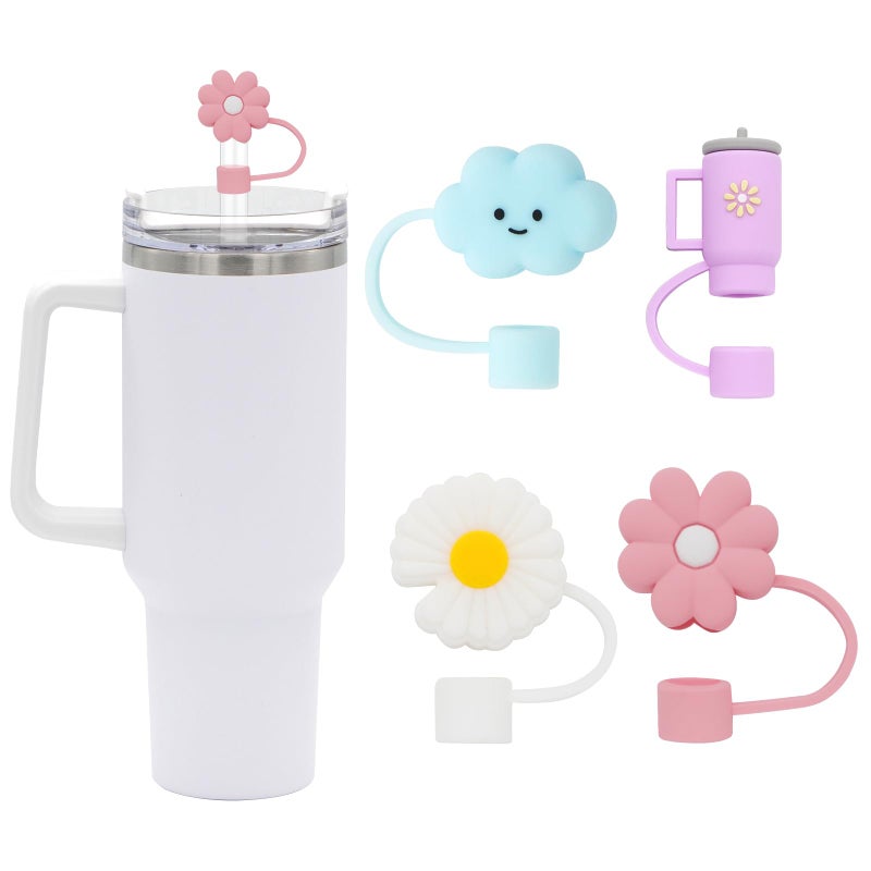 Straw Cover for Stanley Cup 4Pcs Silicone Straw Topper Compatible with Stanley 3040 Oz Tumbler Stanley Cups Accessories 4PcsNewD