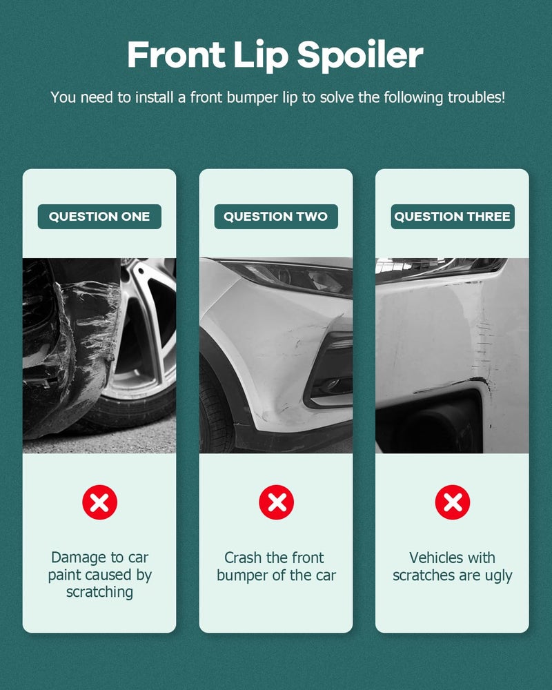 SCITOO Plastic Front Lip Spoiler fits for 2008-2011 for Mercedes-Benz for W204 C-Class Matte Black Front Bumper Lip - Image 2