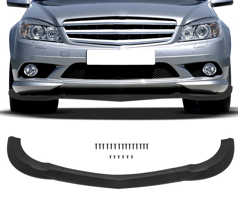 SCITOO Plastic Front Lip Spoiler fits for 2008-2011 for Mercedes-Benz for W204 C-Class Matte Black Front Bumper Lip - Image 1