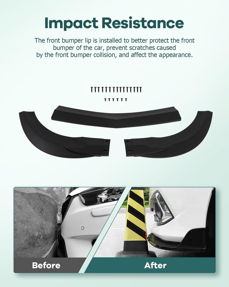SCITOO Plastic Front Lip Spoiler fits for 2008-2011 for Mercedes-Benz for W204 C-Class Matte Black Front Bumper Lip - Image 3