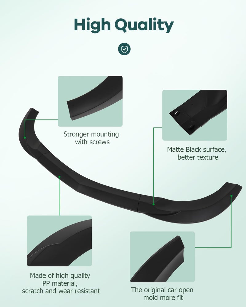 SCITOO Plastic Front Lip Spoiler fits for 2008-2011 for Mercedes-Benz for W204 C-Class Matte Black Front Bumper Lip - Image 5