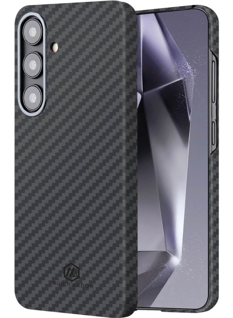 MONOCARBON Real Aramid Fiber Samsung Galaxy S24 PLUS Case Cover ULTRA SLIM MagSafe Compatible Lightweight Anti-Scratch - Matte Black - Image 1