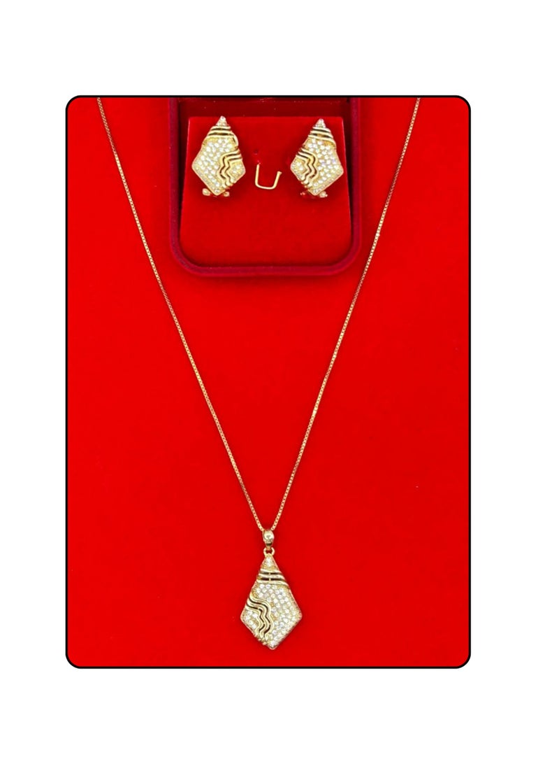 Armaaj Elegant jewelry set gold plated Necklace and earring featuring a distinct diamond shape,kite like silhoutte - Image 1