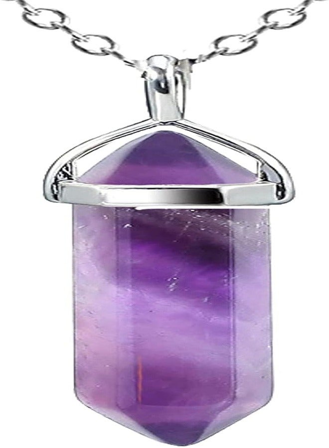 Goolsky Bohemian Style Hexagonal Pillar Pendant Necklace | Amethyst Choker Handmade Jewelry, Autumn and Winter Gift Crystal - Image 3