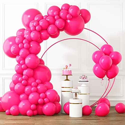 RUBFAC Hot Pink Balloons Different Sizes 105pcs 5101218 Inch for Garland Arch Latex Party Balloons for Wedding Birthday Baby Shower Anniversary Valentines Day Princess Theme Party Decoration - Image 1