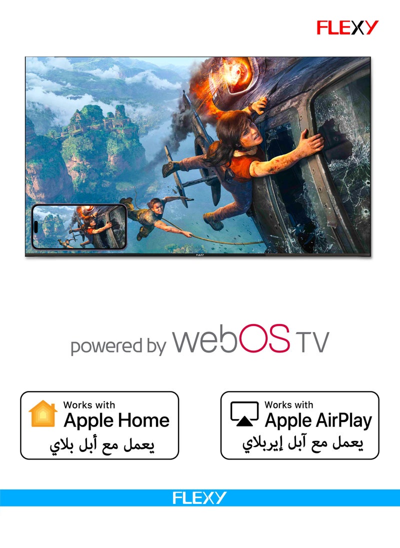 فليكسي - تلفزيون ذكي 70 بوصة 4K UHD، محور WEBOS، صوت Dolby، ThinQ AI، Apple AirPlay، WiFi، Bluetooth، HDMI، USB، بدون إطار، التحكم الصوتي، جهاز تحكم عن بعد مزدوج، ضمان لمدة عامين. - Image 1
