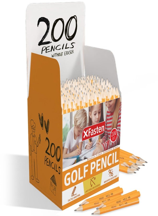 XFasten أقلام جولف XFasten بكميات كبيرة، 200 حبة 3.5" #2 HB مسبقة الشحذ سهلة الإمساك نصف أقلام جولف صغيرة للأطفال، البالغين، ولوازم المدرسة - سداسية، كتابة سلسة، وغير قابلة للتلطيخ - Image 1