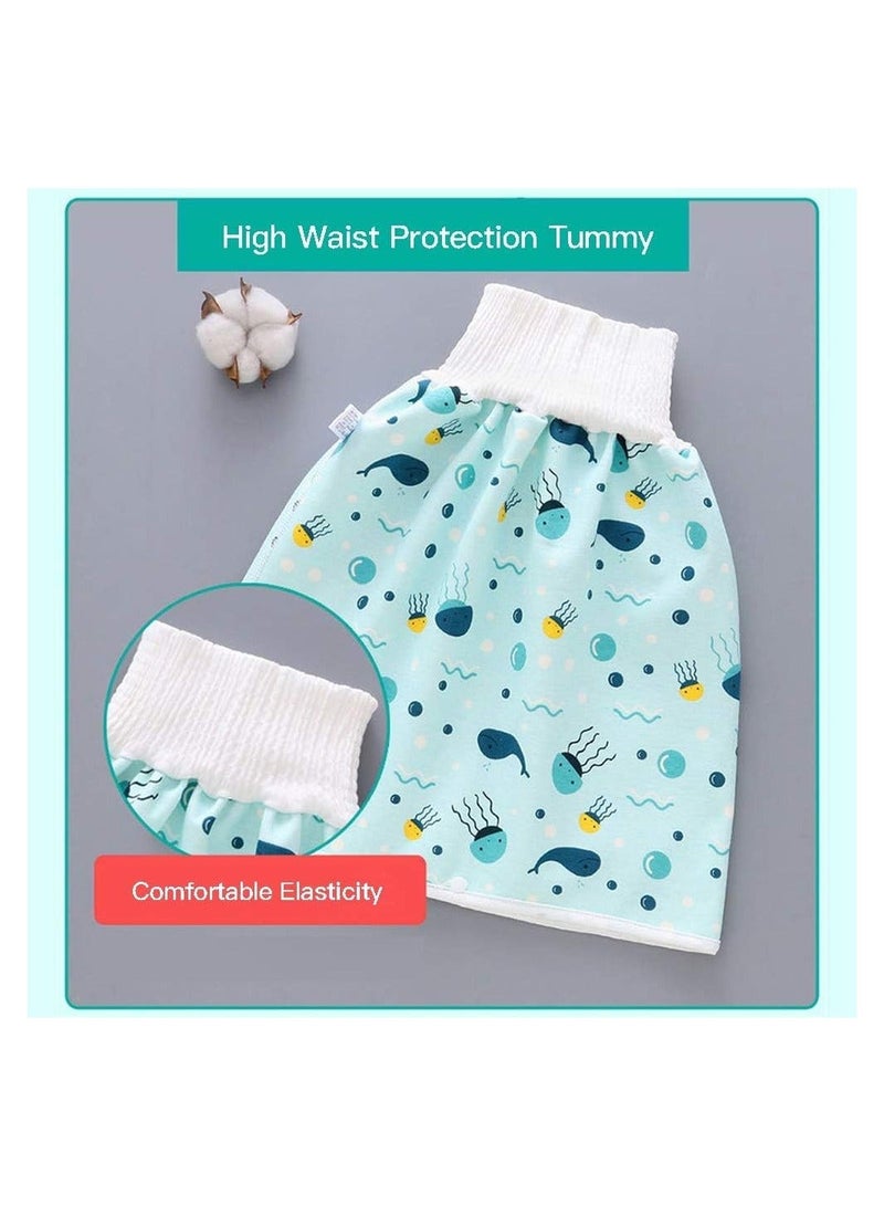 2 Pack Baby Diaper Skirt Washable Waterproof Toddler Potty Training Skirt Cotton Toilet Training Nappy Skirt for Baby Boys Girls Multicolour  - Image 5
