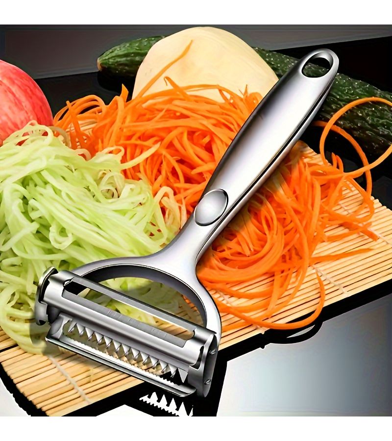 Silvery Stainless Steel Vegetable Peeler Multifunction Kitchen Slicer Potato Shredder - Image 1