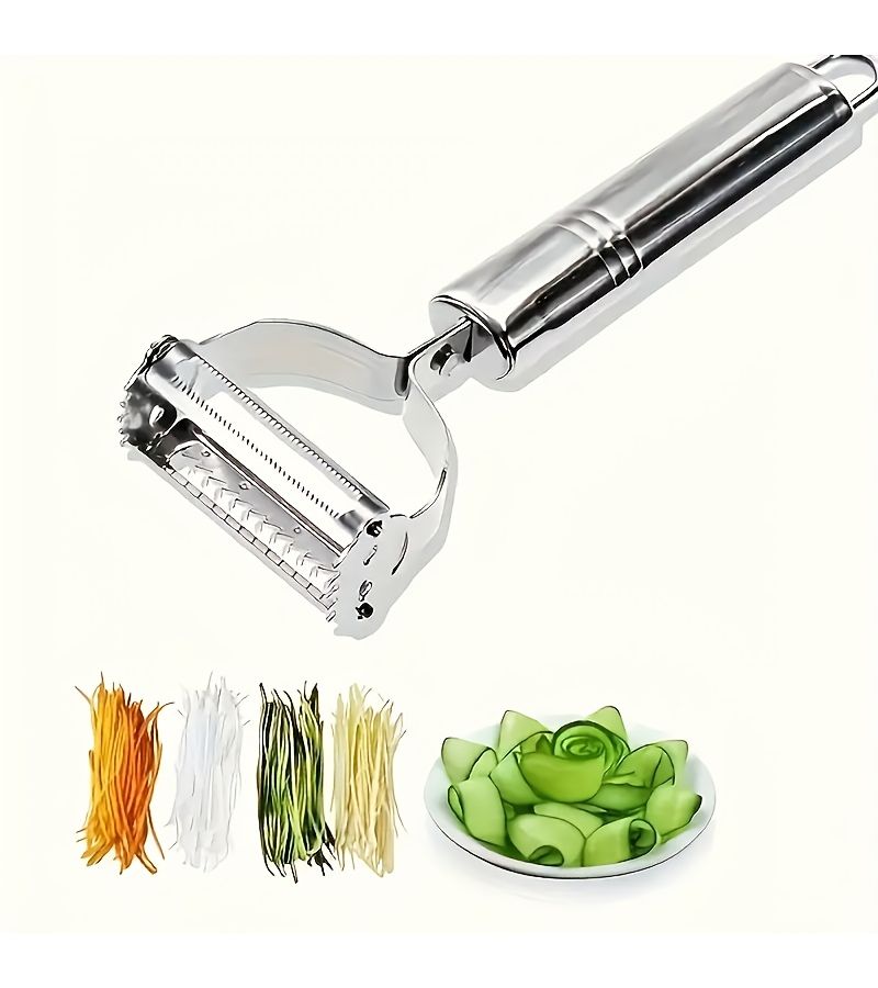 Silvery Stainless Steel Vegetable Peeler Multifunction Kitchen Slicer Potato Shredder - Image 4