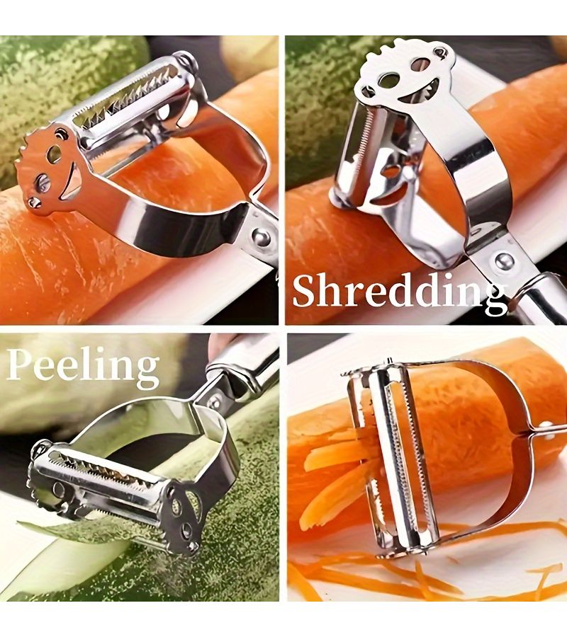 Silvery Stainless Steel Vegetable Peeler Multifunction Kitchen Slicer Potato Shredder - Image 5