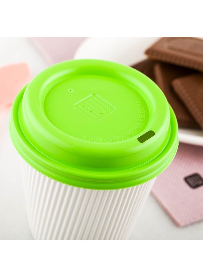 Restaurantware Coffee Cup Lids Only For 8, 12, 16 and 20 oz Cups 500 Pack Of Disposable Lime Green Hot Cup Lids Leakproof Plastic Drink Covers Elevated Spout Air Flow Vent For Espresso Beverages - Image 3