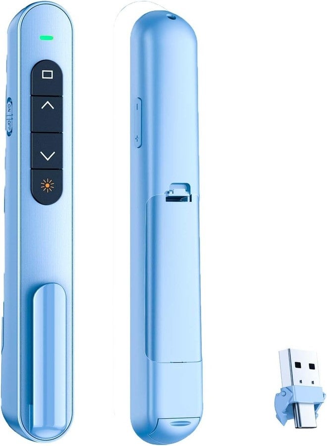 Rts USB/Type-C 2 in 1 Laser Pointer |Wireless Presenter for Presentation | Slide Changer, USB Power Point Remote Control Pen | for Google Slides/Keynote/PPT/Mac/PC/Computer/Laptop/Projector (Blue) - Image 1