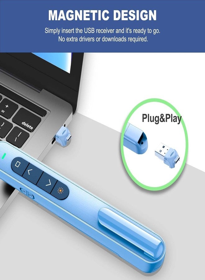 Rts USB/Type-C 2 in 1 Laser Pointer |Wireless Presenter for Presentation | Slide Changer, USB Power Point Remote Control Pen | for Google Slides/Keynote/PPT/Mac/PC/Computer/Laptop/Projector (Blue) - Image 5