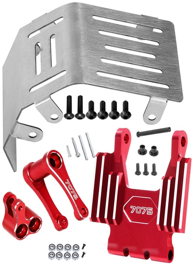 hopsupRC Upgrades Parts Aluminum 7075-T6 Knuckle&Pull Rod&Front Faucet Seat Support&Armor Protector Skid Plate for LOSI 1/4 Promoto-MX Motorcycle RTR FXR(los06000)(los06002),Red - Image 1