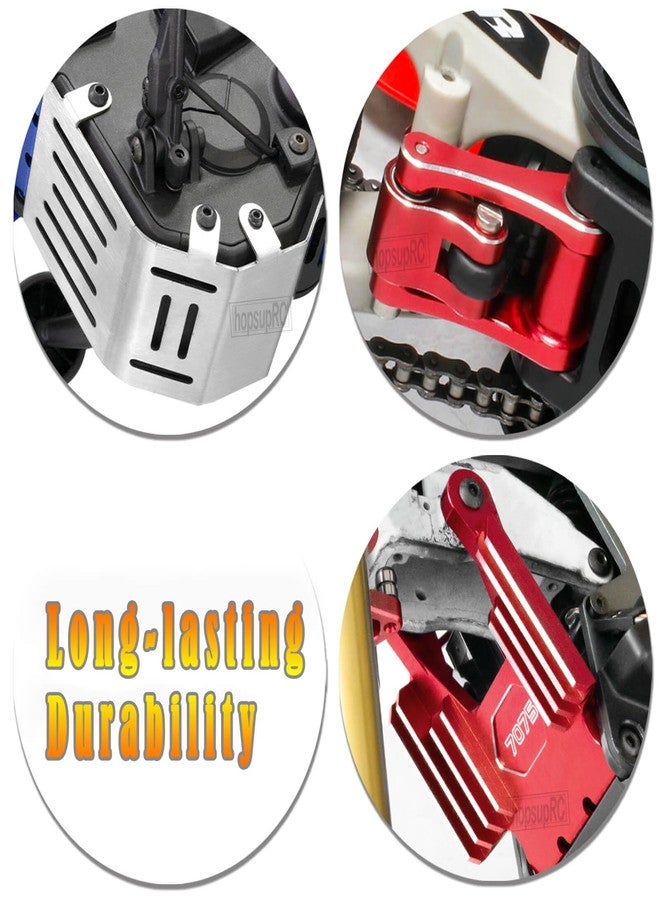 hopsupRC Upgrades Parts Aluminum 7075-T6 Knuckle&Pull Rod&Front Faucet Seat Support&Armor Protector Skid Plate for LOSI 1/4 Promoto-MX Motorcycle RTR FXR(los06000)(los06002),Red - Image 3