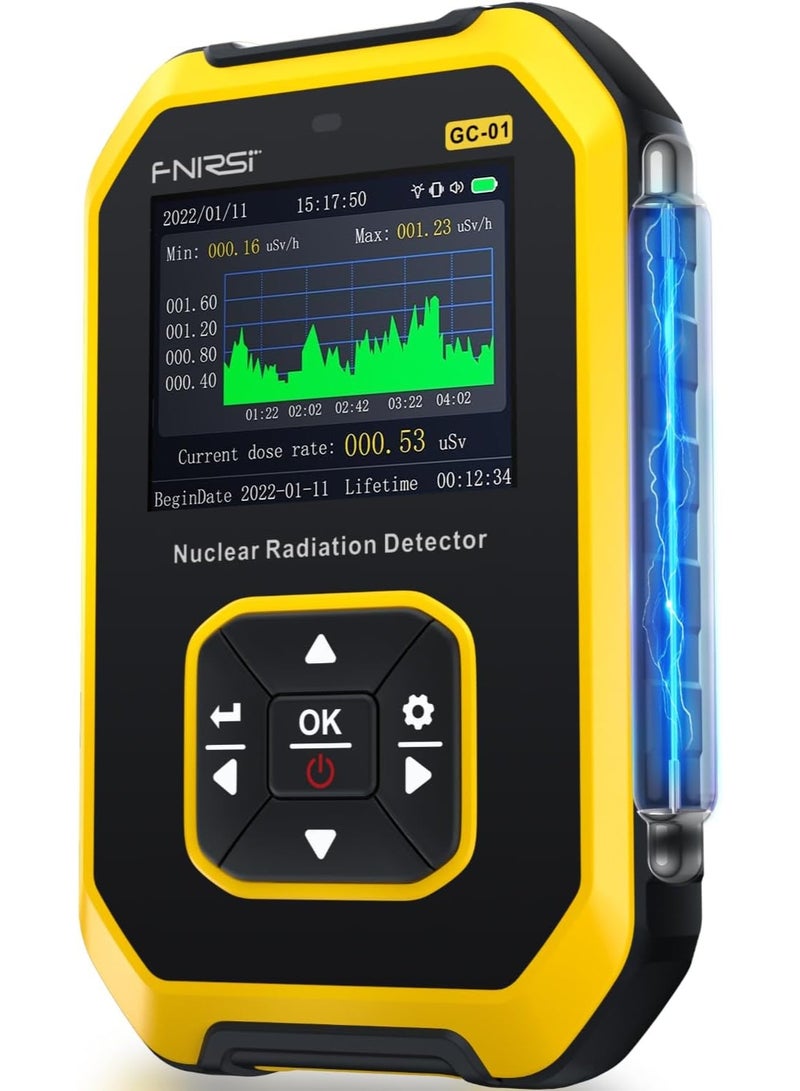 FNIRSI Geiger Counter Nuclear Radiation Detector - Dosimeter with LCD Display, Portable Handheld Beta Gamma X-ray Rechargeable Monitor Meter, 5 Dosage Units Switched,0.0μSv-500mSv (GC-01) - Image 1