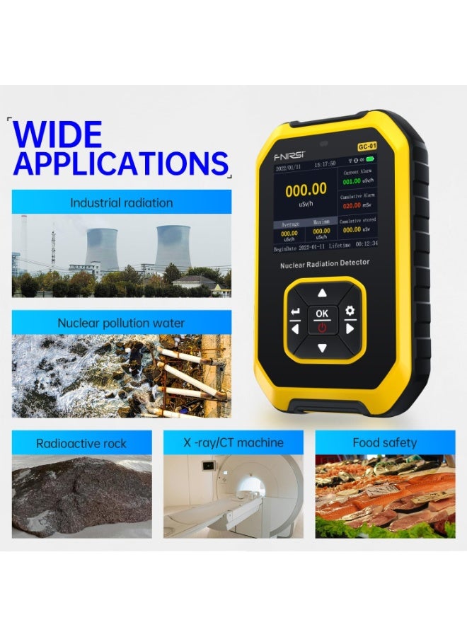 FNIRSI Geiger Counter Nuclear Radiation Detector - Dosimeter with LCD Display, Portable Handheld Beta Gamma X-ray Rechargeable Monitor Meter, 5 Dosage Units Switched,0.0μSv-500mSv (GC-01) - Image 4