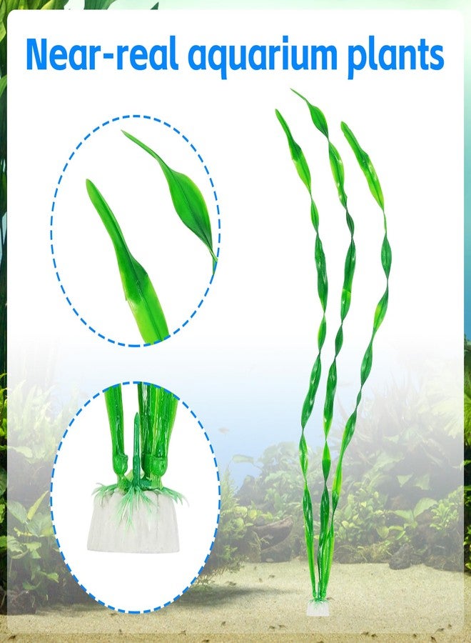 AQUANEAT نباتات اصطناعية لأحواض السمك من أكوانيت، زينة أعشاب بحرية بلاستيكية لأحواض السمك، إكسسوارات خضراء صناعية بارتفاع 23.5 بوصة، 10 عبوات - Image 3