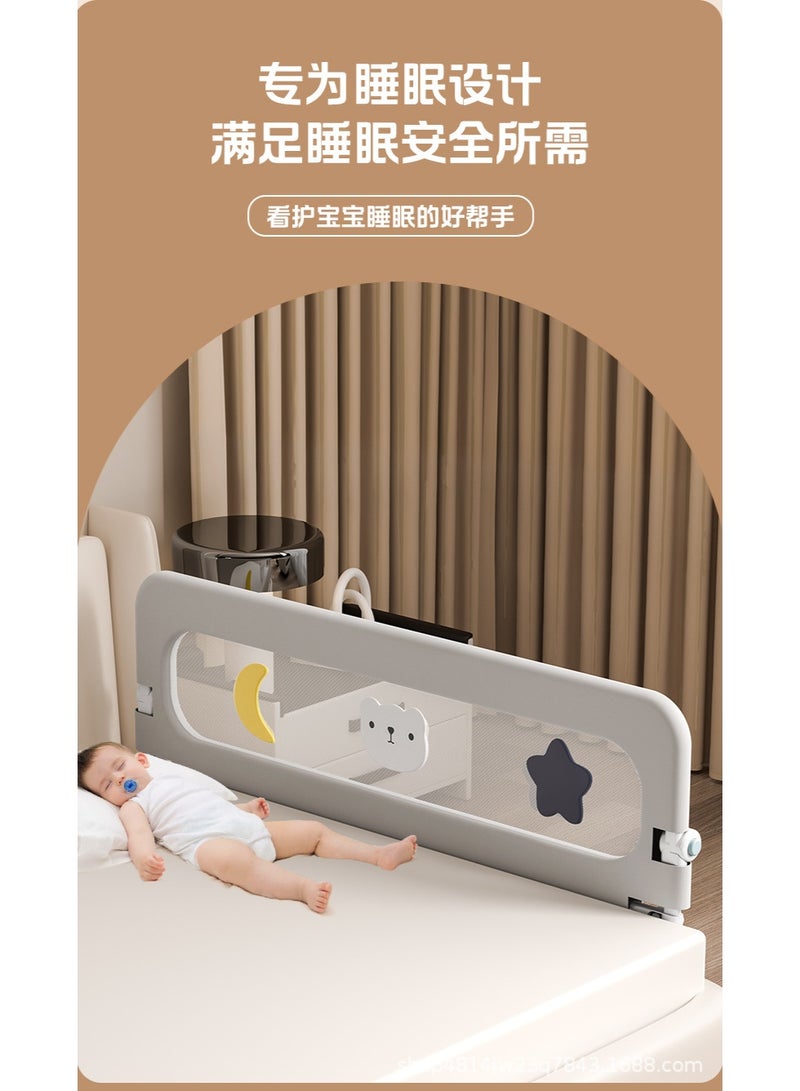 سياج سرير للأطفال القابل للطي – حارس سرير آمن للأطفال مع نظام أمان معزز – تصميم طويل قابل للتعديل مع وظيفة الطي – 150 سم، اللون الوردي - Image 2