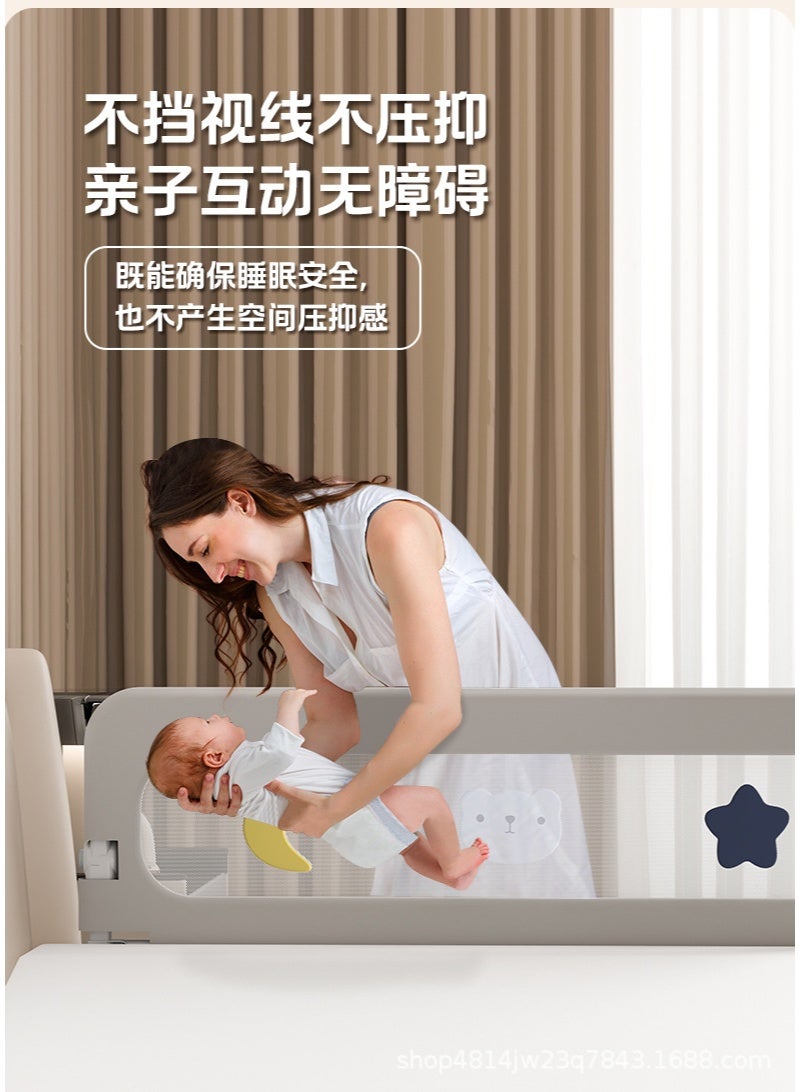 سياج سرير للأطفال القابل للطي – حارس سرير آمن للأطفال مع نظام أمان معزز – تصميم طويل قابل للتعديل مع وظيفة الطي – 150 سم، اللون الوردي - Image 5