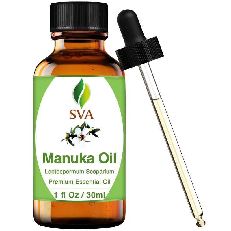 SVA Organics SVA Manuka Essential Oil 1 Fl Oz 100 Natural Manuka Oil for Diffuser Hair Care Face Skin Care Aromatherapy Scalp and Body Massage Soap and Candle Making with Dropper