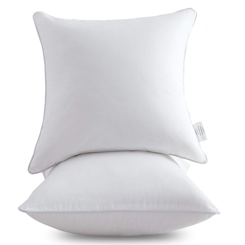 Oubonun 18x18 Inch Throw Pillow Inserts Set of 2  Decorative Pillows for Sofa Bed  Couch  Soft Fluffy Firm Sham Stuffer with Cotton Cover