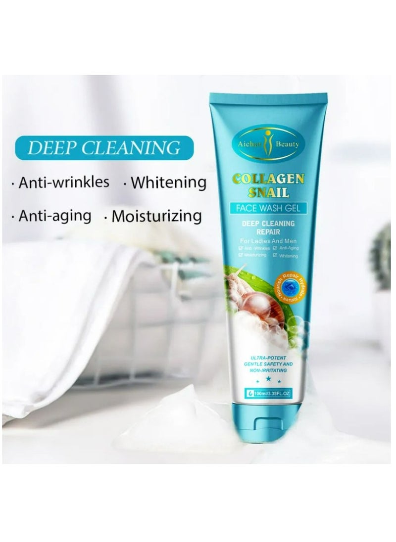 Aichun beauty Collagen Snail Deep Cleaning Repair Anti-aging Moisoutrizing Whiten Fash Wash Gel For Lady And Men  - Image 5