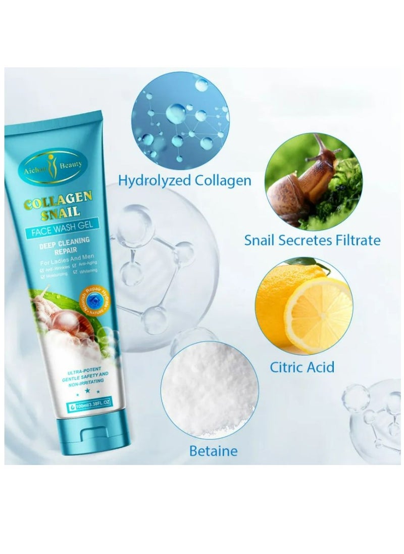 Aichun beauty Collagen Snail Deep Cleaning Repair Anti-aging Moisoutrizing Whiten Fash Wash Gel For Lady And Men  - Image 4
