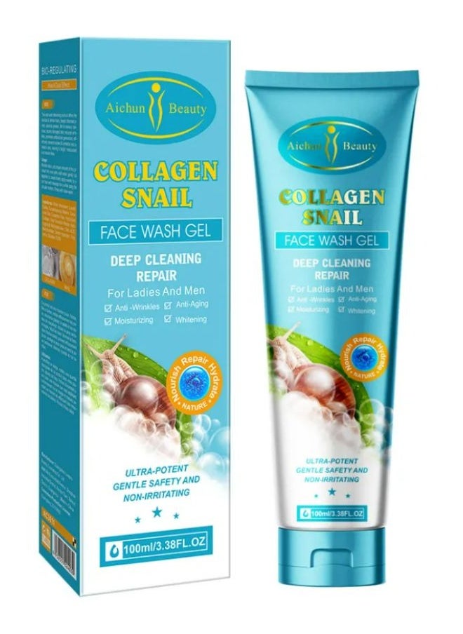 Aichun beauty Collagen Snail Deep Cleaning Repair Anti-aging Moisoutrizing Whiten Fash Wash Gel For Lady And Men  - Image 1