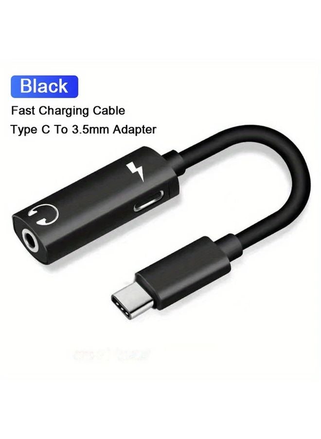 Black 2 in 1 USB C to 3 5mm Headphone Jack Audio Adapter Charger for Samsung Galaxy S24 S23 S22 Ultra A54 A53 A34 Note 20 10 - Image 1
