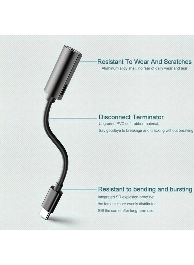 Black 2 in 1 USB C to 3 5mm Headphone Jack Audio Adapter Charger for Samsung Galaxy S24 S23 S22 Ultra A54 A53 A34 Note 20 10 - Image 5