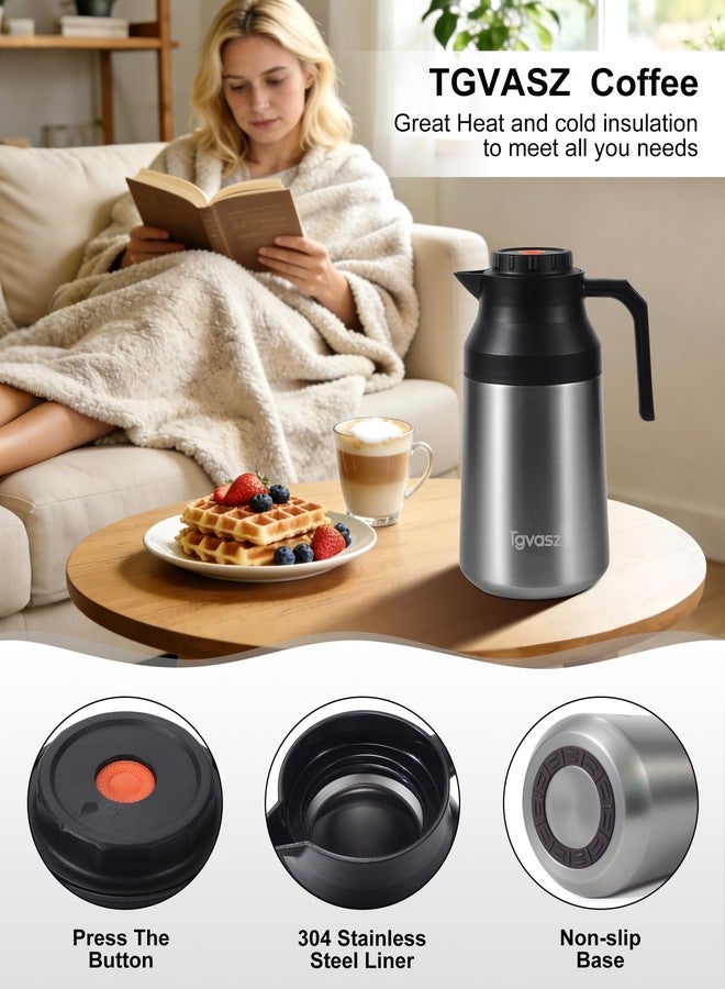 Tgvasz 2 PCS Thermal Coffee Carafe Insulated Stainless Steel Coffee Carafe for Hot Liquid Vacuum Thermal Pot Creamer Pitcher Dispenser with Brushes Keeping Hot Water Milk(Black/Silver 68 oz) - Image 3