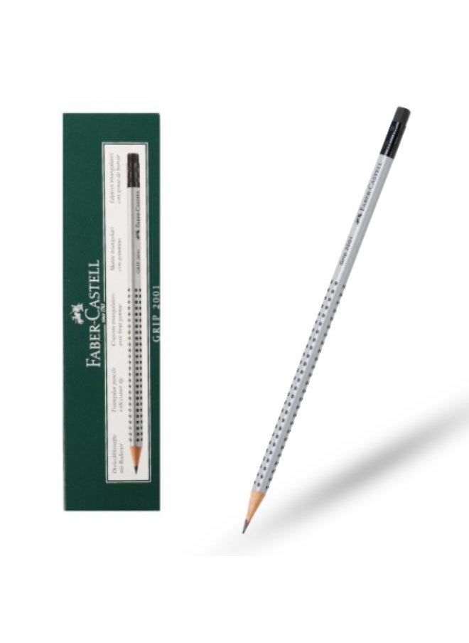 FABER-CASTELL - FC Graphite Pencil Grip 2001 w/eraser Silver bx/12 - Image 1