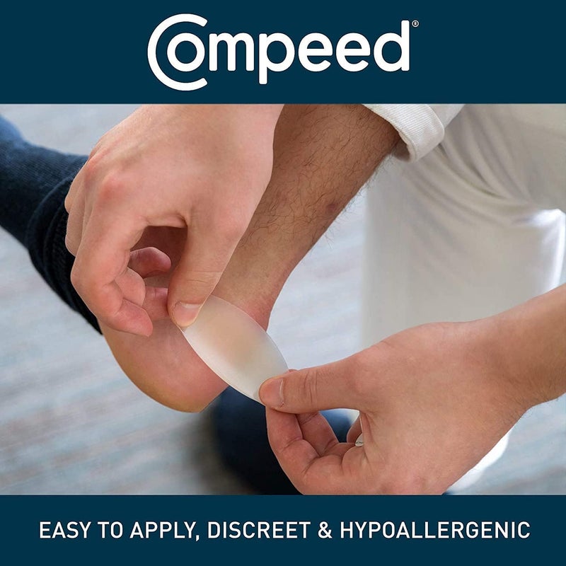 Compeed Advanced Blister Care Pads, Hydrocolloid Gel Cushions for Instant Pain Relief and Faster Healing, Sports Medium Heel, 5 Count (2 Packs) - Image 1