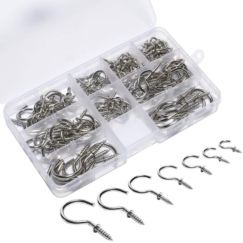 DIY Crafts DIY Crafts 120 PCS Nickel Plated Metal Ceiling Hooks Screw Hooks Cup Hook Holder 7 Assorted Sizes  - Image 1