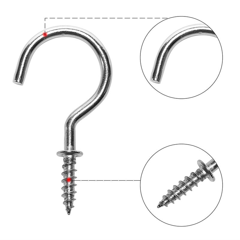 DIY Crafts DIY Crafts 120 PCS Nickel Plated Metal Ceiling Hooks Screw Hooks Cup Hook Holder 7 Assorted Sizes  - Image 4