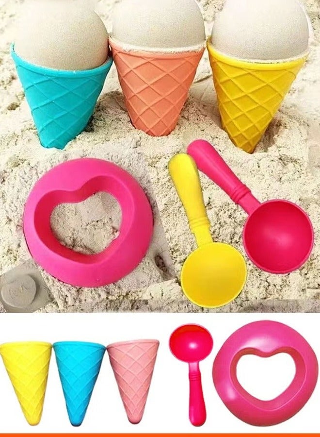 Beach Toys Ice Cream Sand Toys, Toddlers Beach Essentials for Kids Girls Boys, Sand Molds, Travel Sandbox Toys for Beach, Party, Fun Beach Sand Toys Summer Outdoor Beach Game Perfect Summer Outdoor Gift for Kids Toddlers Age 3-10 - Image 1