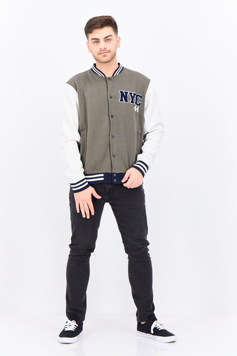 Threadbare Men Embroidered Long Sleeves Jacket Shirt, Dark Olive Combo - Image 4
