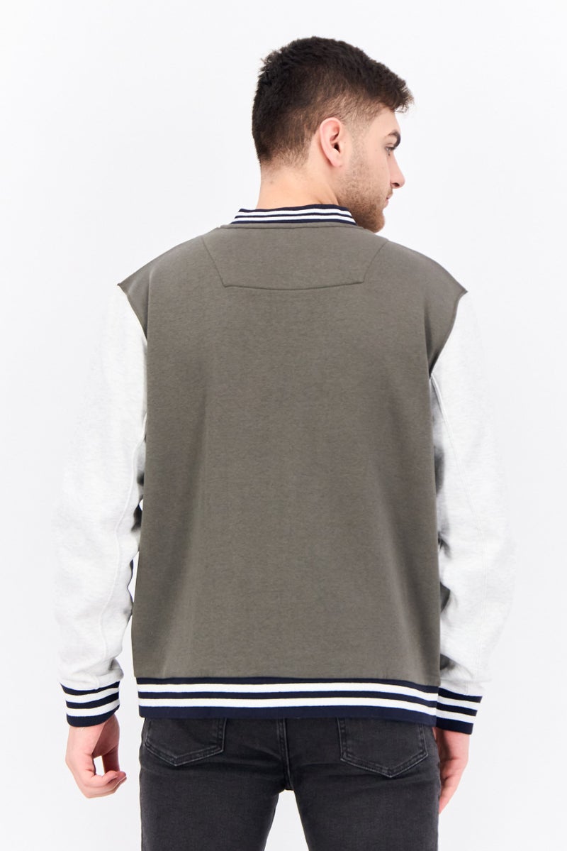 Threadbare Men Embroidered Long Sleeves Jacket Shirt, Dark Olive Combo - Image 3