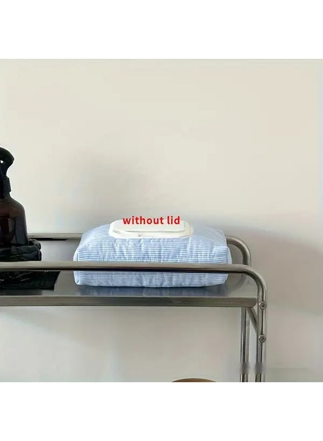 حقيبة مناديل مبللة مزركشة باللون الأزرق مع إغلاق بسحاب متين قماش متين للسفر والاستخدام المنزلي - Image 5