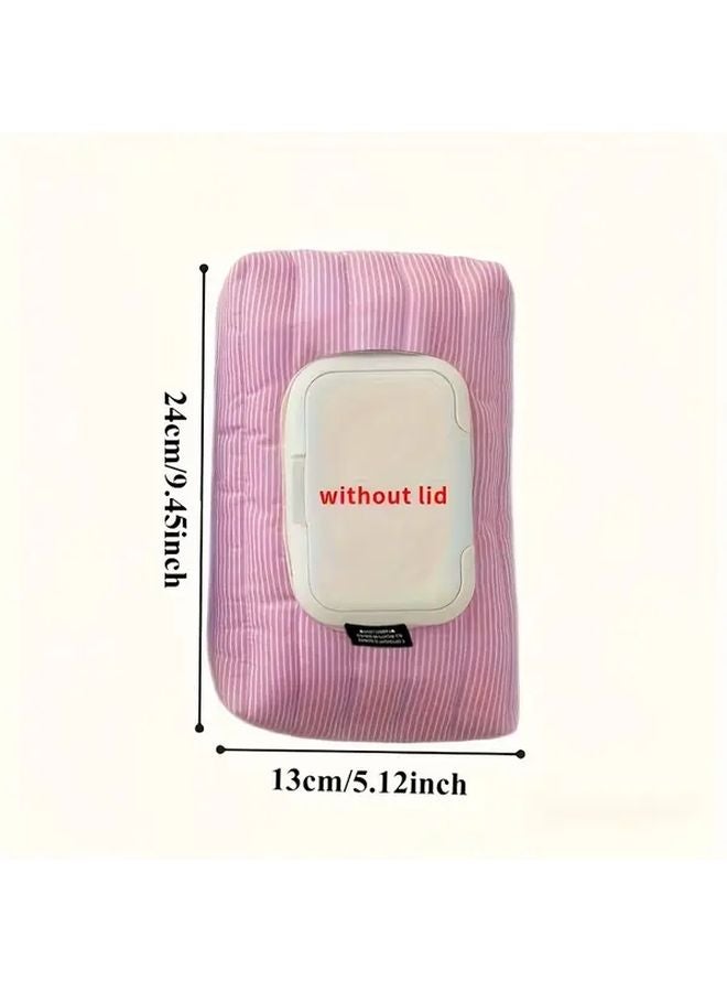 حقيبة مناديل مبللة مزركشة باللون الأزرق مع إغلاق بسحاب متين قماش متين للسفر والاستخدام المنزلي - Image 4