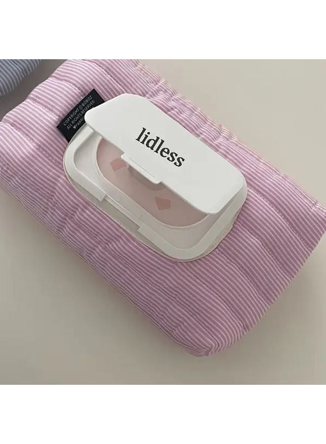 حقيبة مناديل مبللة مزركشة باللون الأزرق مع إغلاق بسحاب متين قماش متين للسفر والاستخدام المنزلي - Image 3