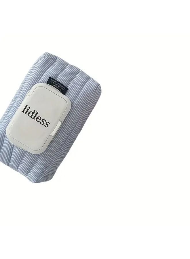 حقيبة مناديل مبللة مزركشة باللون الأزرق مع إغلاق بسحاب متين قماش متين للسفر والاستخدام المنزلي - Image 1