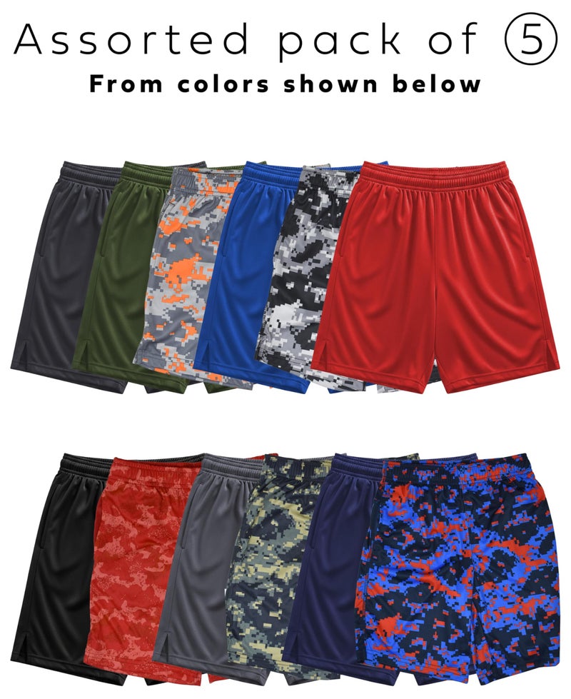 Andrew Scott Boys Active Performance & Mesh Style Basketball Sport Shorts - Multi Packs - Image 4